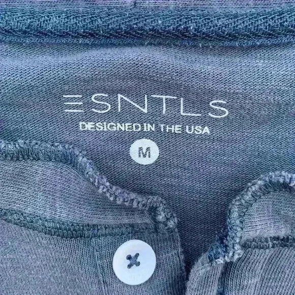 ESNTLS Blue Henly shirt sz M 3 button casual date night comfy cozy - Picture 2 of 6